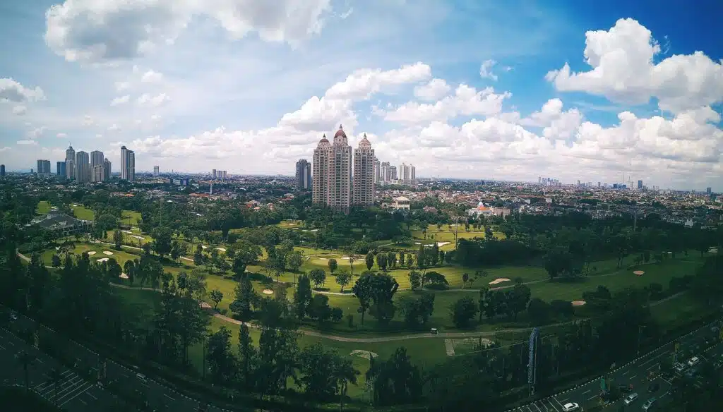 Översiktsvy skyskrapor i Jakarta